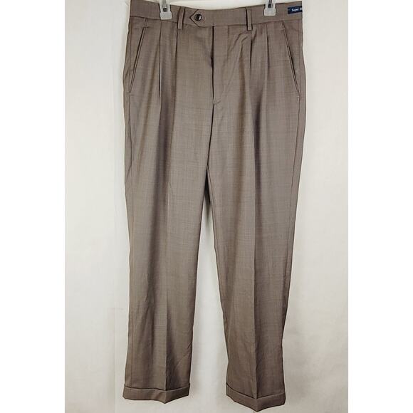 New Paul Frederick super 100s wool dress pants Tan Sz 34 Preppy Quiet Luxury - Picture 1 of 8